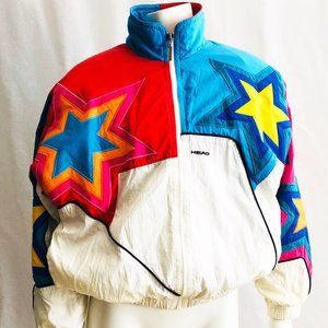 Head Multicolored Star Jacket 1990's Small